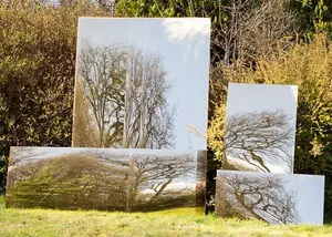 Primrose Acrylic Non Shatter Outdoor Wall Mounted Large Gold Rectangular Garden Illusion Mirror 180cm x 75cm