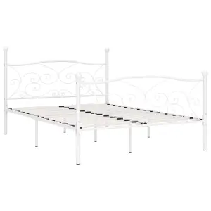 Berkfield Bed Frame with Slatted Base White Metal 120x200 cm