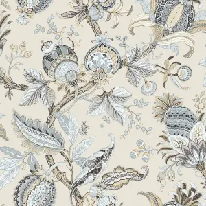 Galerie Cottage Chic Beige Botantical Floral Leaves EcoDeco Material Wallpaper Roll