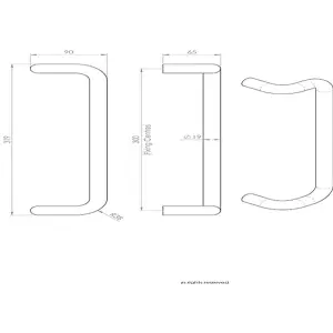 4x Cranked Door Pull Handle 19mm Dia 300mm Fixing Centres Satin Steel