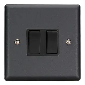 Varilight 2-Gang 10A Intermediate & 2-Way Rocker Switch Matt Black