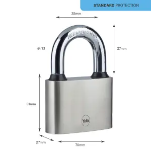 Yale Medium duty Block Iron Disc Open shackle Padlock (W)70mm