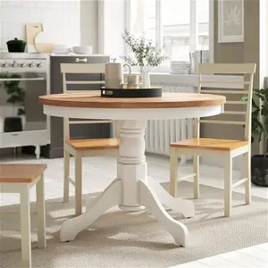 Conklin Round Solid Wood Base Dining Table Three Posts Table Base Colour: Ivory