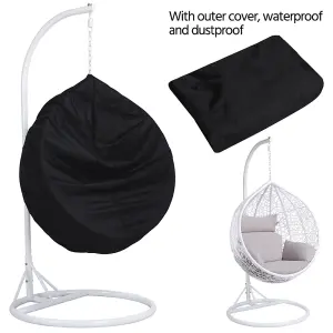 Yaheetech White Hanging Swing Chair with Cushion Garden Patio Rattan Hammock Chair