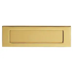 Inward Opening Letterbox Plate 242mm Fixing Centres 278 x 95mm Polished Brass