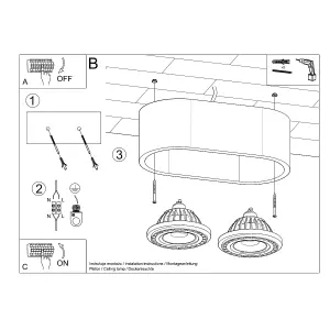 Basic Concrete Grey 2 Light Classic Ceiling Light