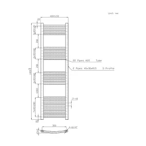 Rinse Bathrooms Electric Heated Towel Rail Curved Black Bathroom Towel Radiator 1400x400mm - 800W