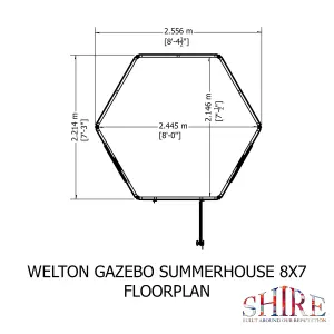 Welton Hexagonal 8x7ft summerhouse with 2 opening windows