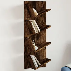 Alpen Home Wall Bookshelf 4-Tier Smoked Oak 33X16x90 Cm Smoked Oak