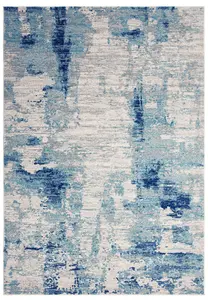 Blue Modern Abstract 9mm Thick Stain-Resistant Rug For Bedroom, & Dining Room, Easy to Clean Area Rug-160cm X 230cm