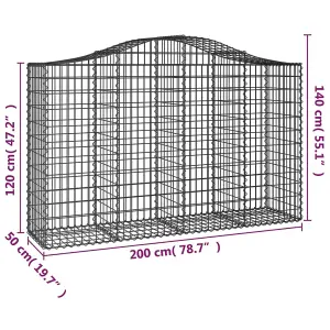 Berkfield Arched Gabion Baskets 5 pcs 200x50x120/140 cm Galvanised Iron