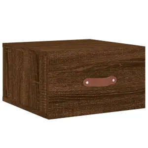 Berkfield Wall-mounted Bedside Cabinet Brown Oak 35x35x20 cm