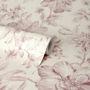 Fine Decor FD43609 Isabella Floral Wallpaper Roll, Pink