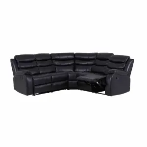 Milano Corner Recliner Sofa Black Leather