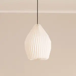 ValueLights Astrid Geometric Origami Teardrop Paper Pleated Easy Fit Lamp Shade with LED Bulb