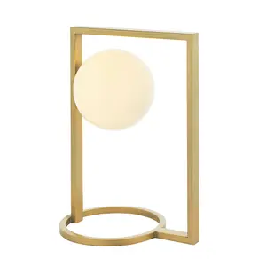 Luminosa Ravello Table Lamp Brushed Gold Finish & Gloss Opal Glass