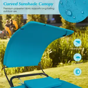 Costway Outdoor Hammock Patio Chaise Lounge Chair with Canopy