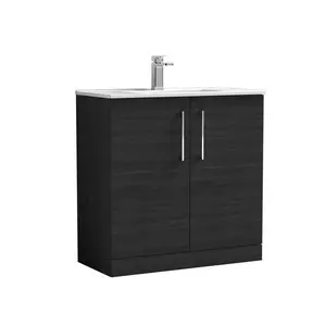 Arno 800mm Single Bathroom Vanity with Integrated Vitreous China Basin Anthracite Woodgrain