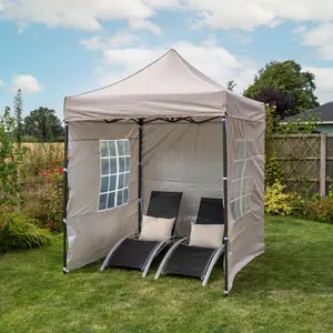 Pop Up 2x2 Gazebo With Sides Beige