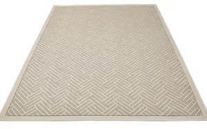 Grey Ivory Easy to Clean Modern Chequered Geometric Dining Room Bedroom and Living Room Rug-160cm X 230cm