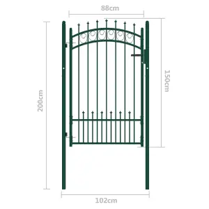 Berkfield Fence Gate with Spikes Steel 100x150 cm Green