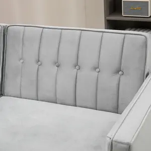 HOMCOM Convertible Sofa Futon Velvet-Touch Tufted Couch Sofa Bed Grey