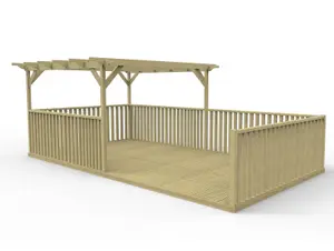 Rectangular pergola and decking kit with balustrade V.10, 4.2m x 4.8m