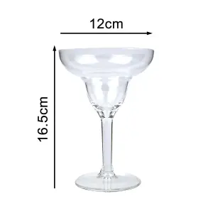 Pack Of 24 Plastic Margarita Glasses - Reusable Cocktail Drink Clear Cup Indoor Outdoor Summer BBQ Party