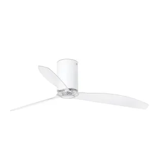 Luminosa Mini Medium Ceiling Fan Matt White, Clear - Optional LED Light Sold Separately