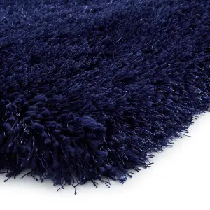 Dark Navy Plain Shaggy Handmade Modern Easy to clean Rug for Bed Room Living Room and Dining Room-80cm X 150cm