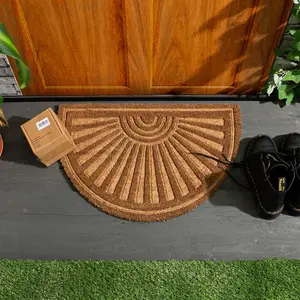 Nicola Spring - Coir Half Moon Door Mat - 60 x 40cm - Embossed