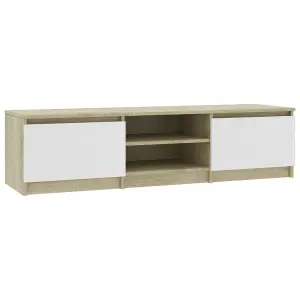 Berkfield TV Cabinet White and Sonoma Oak 140x40x35.5 cm Engineered Wood