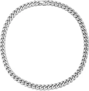 Men's 12mm Stainless Steel 18-24 Inch Cuban Curb Chain Necklace By Philip Jones Jewellery 22 Inch