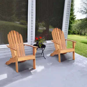 Costway Adirondack Chair Acacia Wood Adirondack Lounger Chair w/ Slatted Seating