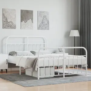 Berkfield Metal Bed Frame with Headboard and Footboard White 140x190 cm