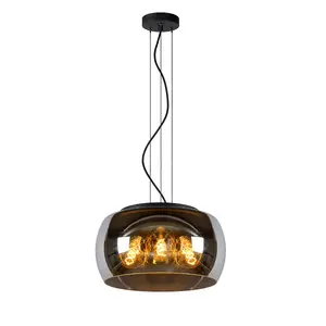 Lucide Olivia Modern Pendant Light 40cm - 3xE27 - Smoke Grey