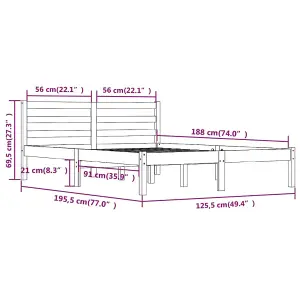 vidaXL Bed Frame Solid Wood Pine 120x190 cm Small Double