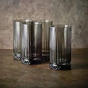 Queensway Home & Dining 8 Pcs Combopack of 355ml & 450ml Grey Coloured Tumblers Drinking Whiskey Glass Sets