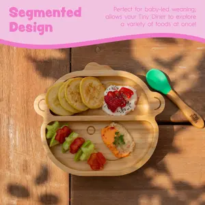 Bamboo Monkey Baby Weaning Plate & Fork Set - Beige