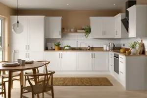 Kitchen Kit Oven & Microwave Tall Housing Unit 600mm w/ Shaker Cabinet Door - Ultra Matt White