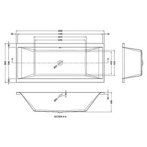 Dezine Cubo 1800 x 800mm Double Ended Bath