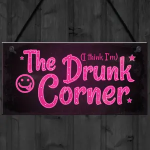 Red Ocean The Drunk Corner Shabby Chic Hanging Plaque Vodka Home Bar Pub Man Cave Garden Sign