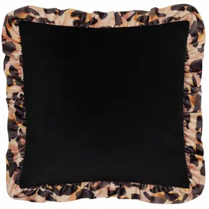 furn. Leopard Printed Velvet Ruffle Polyester Filled Cushion, 45 x 45cm