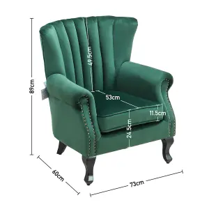 Green Accent Chair Modern Tufted Wingback Armchair