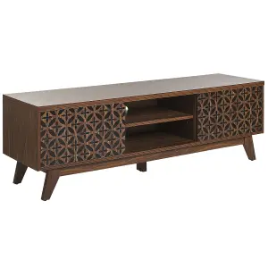 Beliani Retro TV Stand Dark Wood PRESCOT