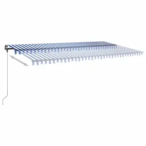 Berkfield Manual Retractable Awning with LED 600x350 cm Blue and White