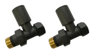 Pair Modern Anthracite Grey Radiator Towel Rail Valves Straight Valves 15mm