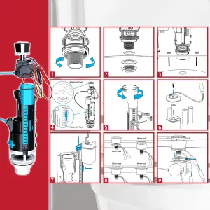 SPARES2GO Universal Auto Flush Toilet Valve 1.5" 2" Touchless WC Cistern Dual Sensor Button Kit