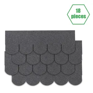 18 Pcs Asphalt Roofing Tiles, Bitumen Roofing Sheets, Shed Roof Tiles, Semicircle, Cloud Lime, 2.6 m² Coverage