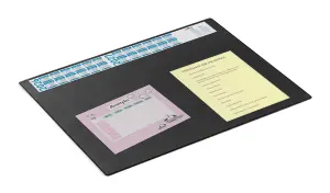 Durable Clear Overlay Calander PC Desk Pad Protector Mat - 65x52 cm - Black